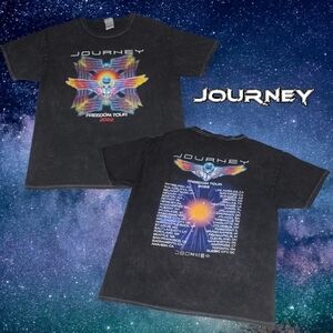 Unisex Journey Deco Scarab 2022 Freedom‎ Tour Tee Black Mineral Wash L